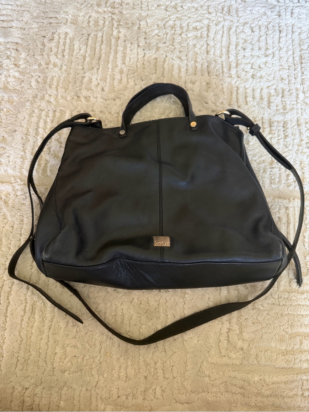 Kooba Black Leather Tote Bag with Removable Shoulder Strap